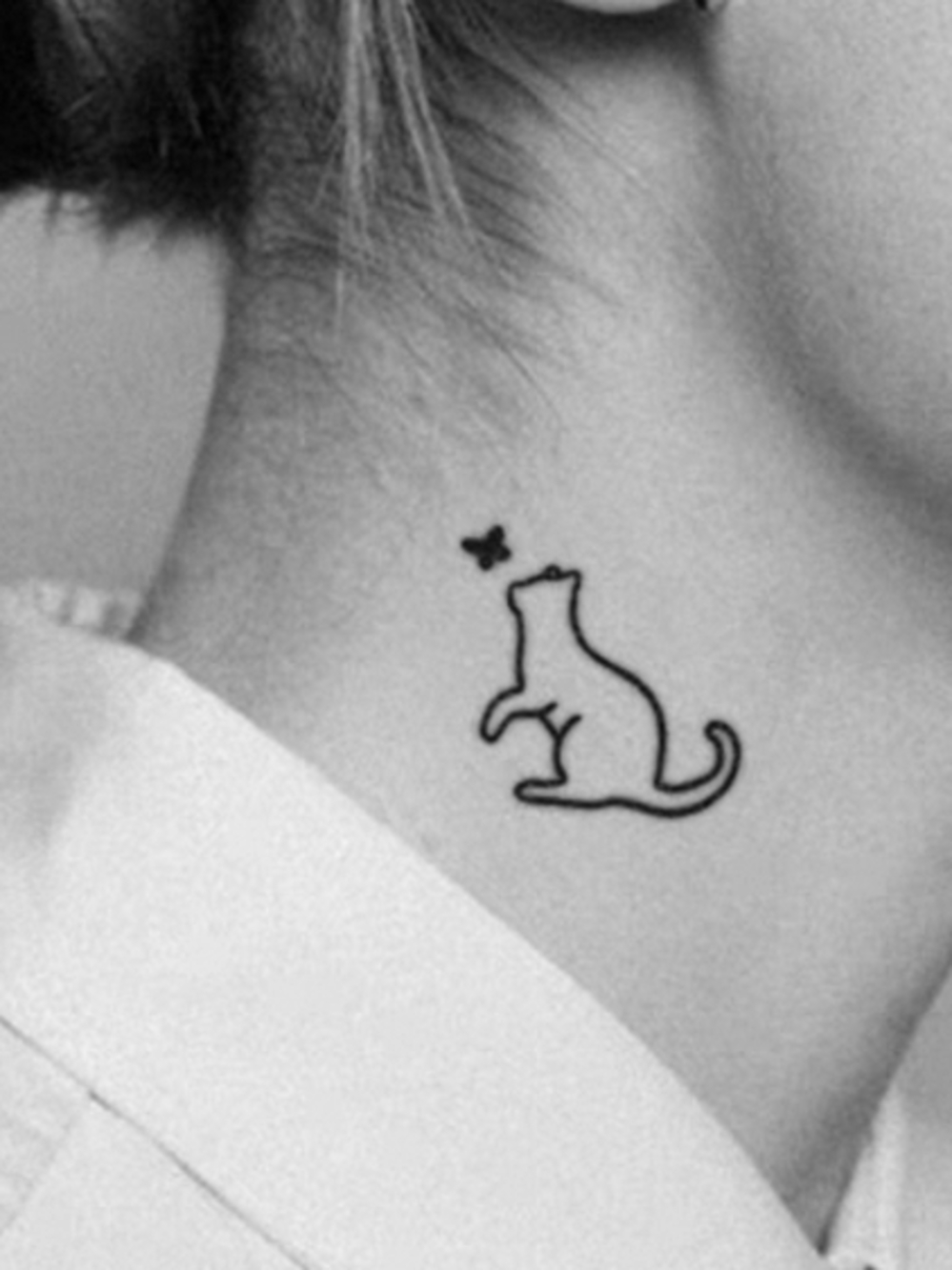 Minimal Black Cat Temporary Tattoo for Pets Cat Lovers